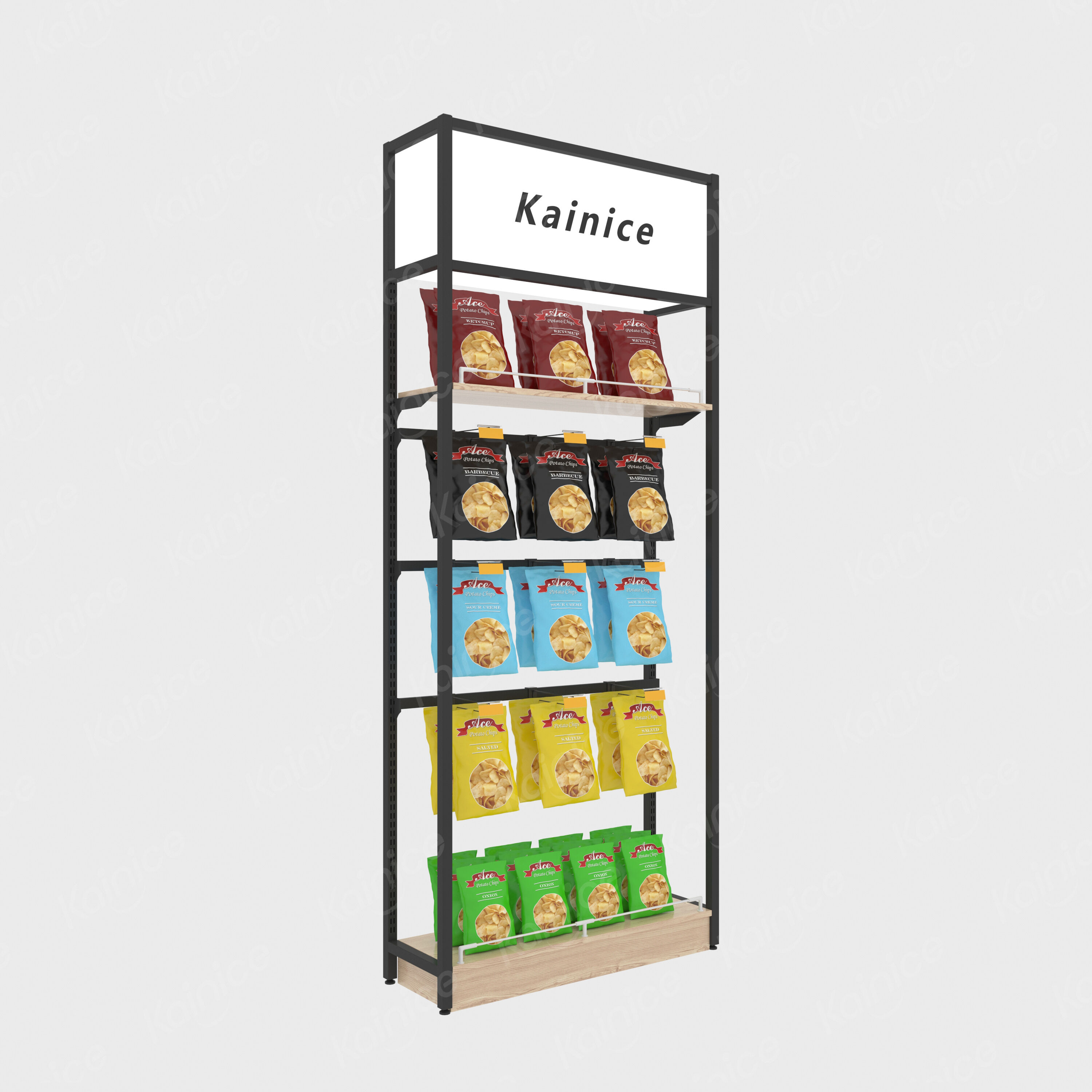 カイニツェ小売用スナックディスプレイラック – フック付き産業用強度
